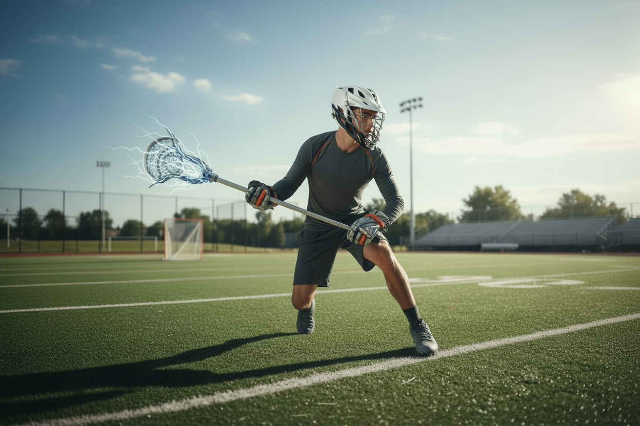 Player with Lacrosse Helmet and Cleats